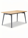 Verstelbare Eettafel met Houten Blad en Stalen Poten